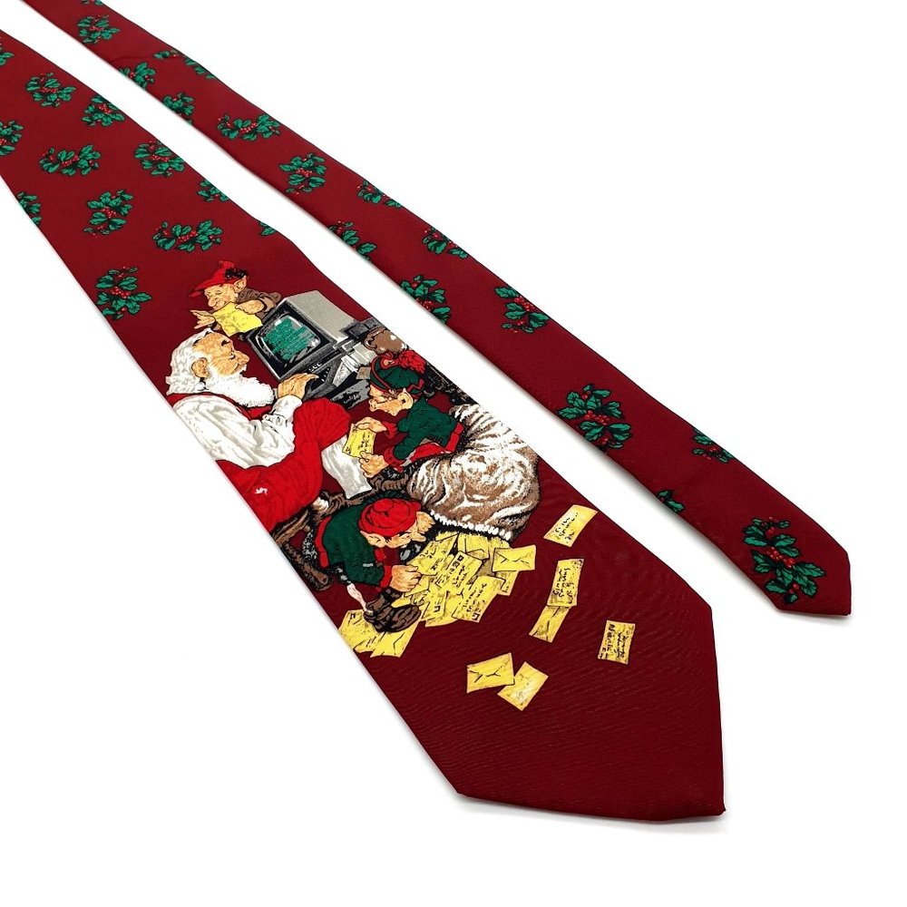 Saturday Evening Post Mens Necktie Santa Holiday Elves Accessory Casual Dad Gift